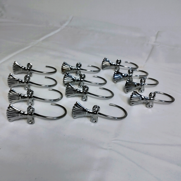 Brushed Nickel Shower Curtain Hooks Set of 12 - Picture 2 of 3